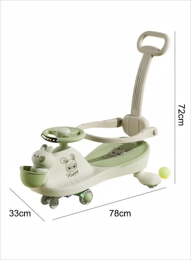 Ride On Toys,Can sit on anti rollover baby toy, slide bike, swing bike,Children's Swing Car With Music And Lighting Children's Toys Raise The Backrest Height Push Handle With Guardrail Anti Rollover Suitable For Children Aged 1-6 Boys And Girls - Image 2