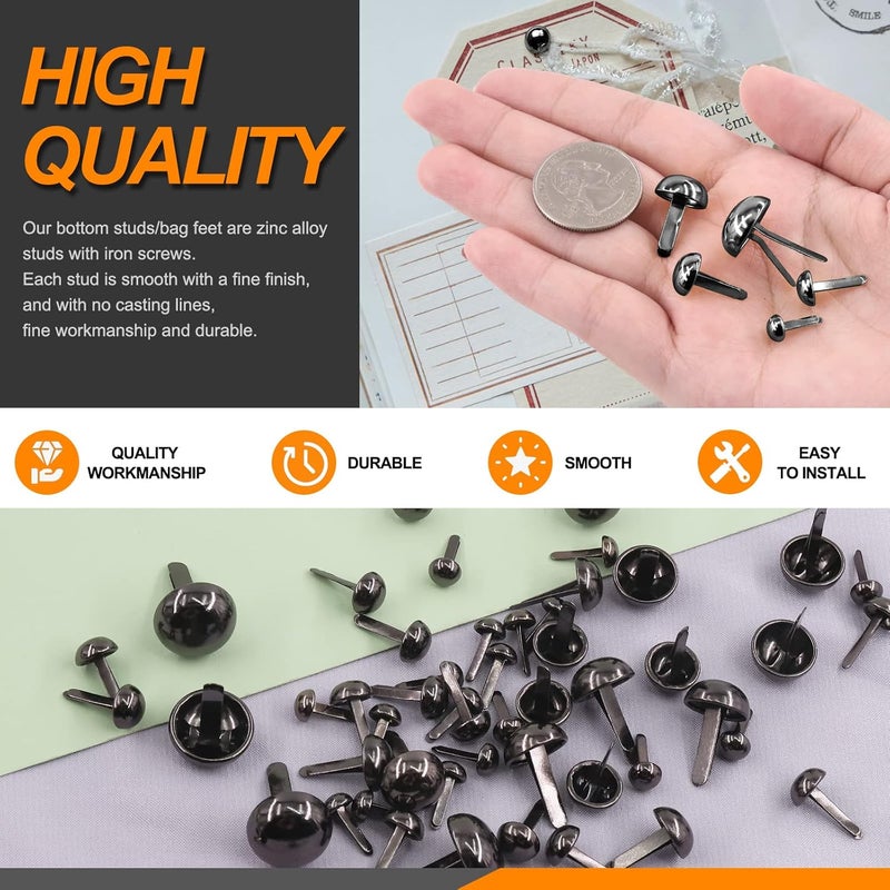 Rustark 500PCS 5 Sizes Black Paper Fasteners Round Brads Fasteners Assortment Kit Mushroom Head Paper Fasteners Brass Metal Brads Scrapbooking Decorative Paper Crafts School DIY Art Project Supplies - Image 3