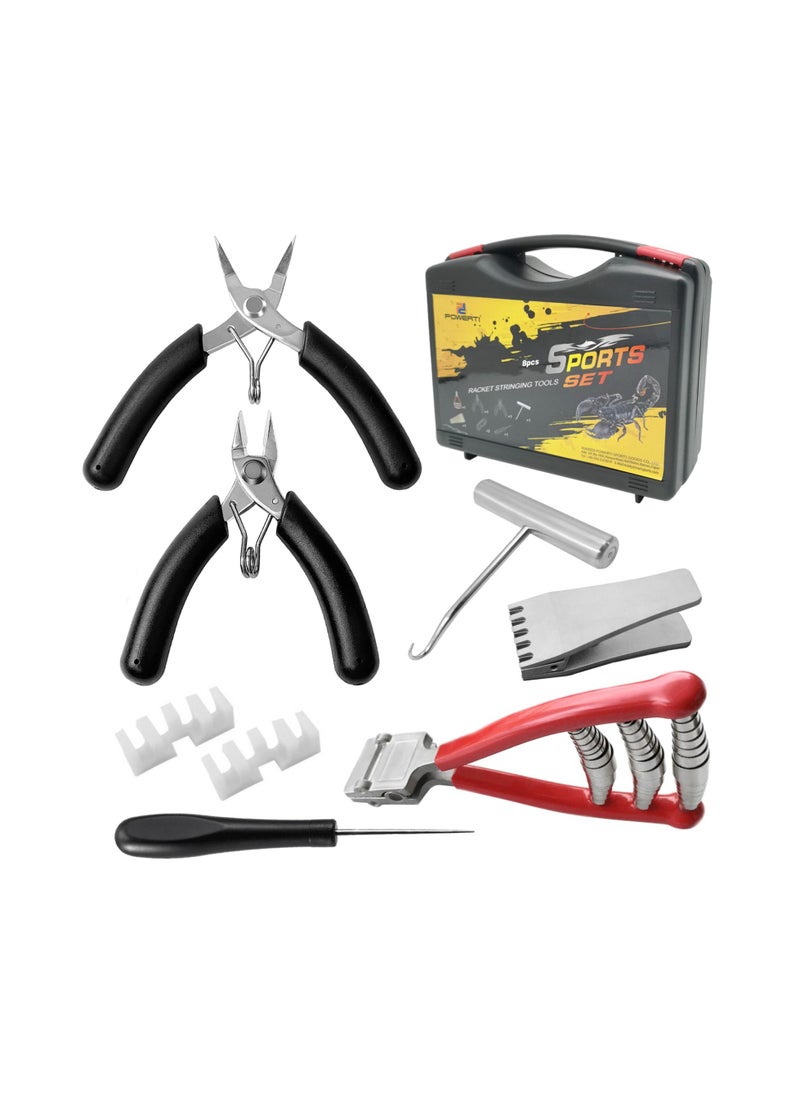 POWERTI - Badminton Racket Stringing Combo Tools with Starting Clamp Stringing Hook Nose Pliers Flying Clamp Straight - Image 1