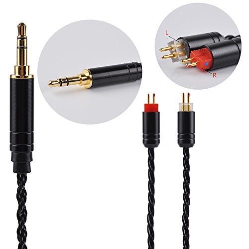 Kinboofi 6 Core Silver Plated Earphone Cable, Black Upgrade 2PIN Detachable Earphone Wire for AS10 ZS10 Pro ZS6 ZS10 ZSR ZST C10 TRN V80 V20 TFZ (3.5mm Audio Jack, 2 Pin) - Image 3