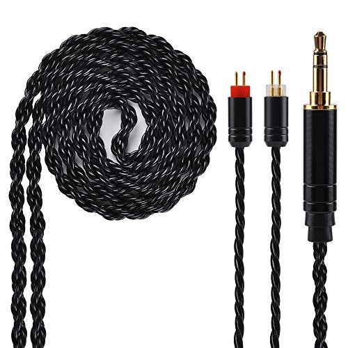 Kinboofi 6 Core Silver Plated Earphone Cable, Black Upgrade 2PIN Detachable Earphone Wire for AS10 ZS10 Pro ZS6 ZS10 ZSR ZST C10 TRN V80 V20 TFZ (3.5mm Audio Jack, 2 Pin) - Image 1