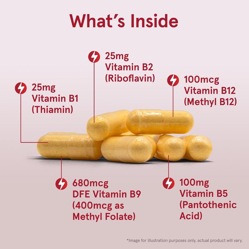 Jarrow Formulas BRight Optimized B Complex Featuring Vitamin B1 B2 B5 B6 B12 and B9 to Support Cellular Energy Immune Health and Stress Management 100 Veggie Capsules Up to a 100 Day Supply - Image 3