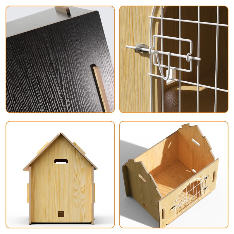 Jatindear Indoor Dog House, Cozy Wooden Design with Ventilation and Raised Base, Small Bed House with Door Lock Suitable for Small Dogs or Cats, Gray, 20"x 15.75"x 20.5" - Image 4