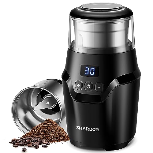 SHARDOR Adjustable Coffee Grinder Electric, Super Silent Electric Coffee Bean Grinder with Time-Memory Adjustment and Multi-Functional Stainless Steel Cup for Spices, Herbs, and Nuts Grinding, Gray - Image 1