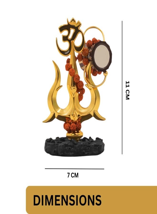 Tiny Shiny Traditional Trishul with Damru Showpiece | Shiva Trishul Idol for Car Dashboard, Pooja Room, Home Temple & Office Decor | Sacred Hindu Symbol for Mandir & Spiritual Gift - Image 3