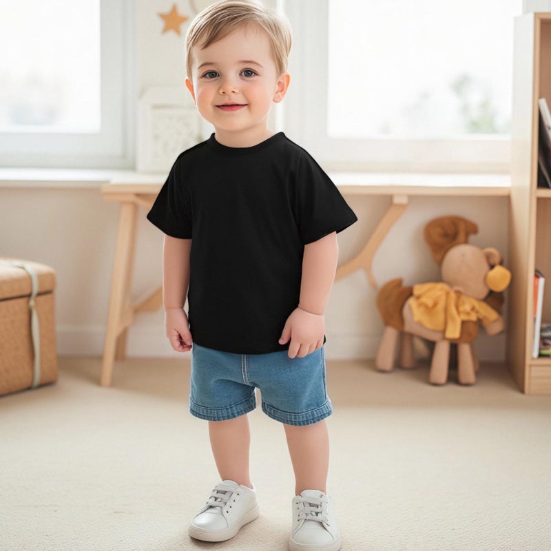 Kutterild Baby Boy 4-Pack Short Sleeve Crewneck T-Shirts Top Active Tee Toddler Boys' Solid/Striped Cotton T-Shirt (Multi-Color, 2-3 Years) - Image 2