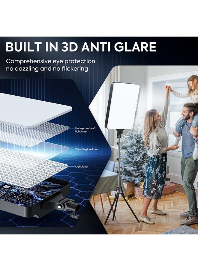 HEORRYN 24'' LED Video Light Kit, Heorryn 2700-7500K Dimmable Photography Lighting with Remote and 75inches Stand, CRI 96+ Studio Lights  - Image 2