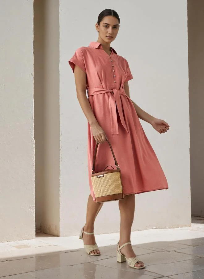 Splash FAV Shirt Knee-Length Dress with Waist Tie-Up