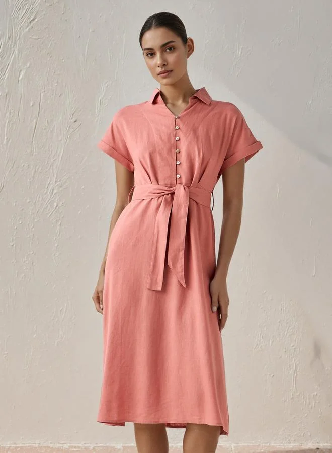 Splash FAV Shirt Knee-Length Dress with Waist Tie-Up