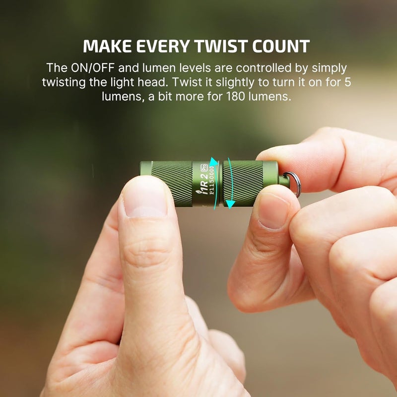 OLIGHT I1R 2 Pro EOS EDC Keychain Torch - 180 Lumens, USB Rechargeable, Compact LED Flashlight (OD Green) - Image 4
