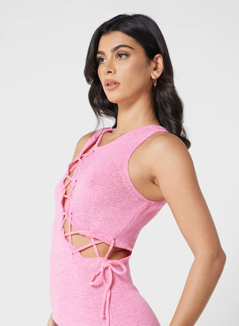 ELLA Lace-Up Colorblock Dress