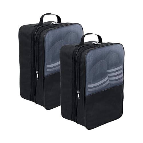 SNDIA 14 Inch 2 Pack Travel Shoe Bag Multipurpose Portable Travelling Shoe Storage Bag Footwear Organiser Bag - Black - Image 1