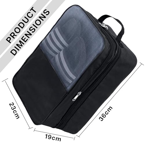 SNDIA 14 Inch 2 Pack Travel Shoe Bag Multipurpose Portable Travelling Shoe Storage Bag Footwear Organiser Bag - Black - Image 2