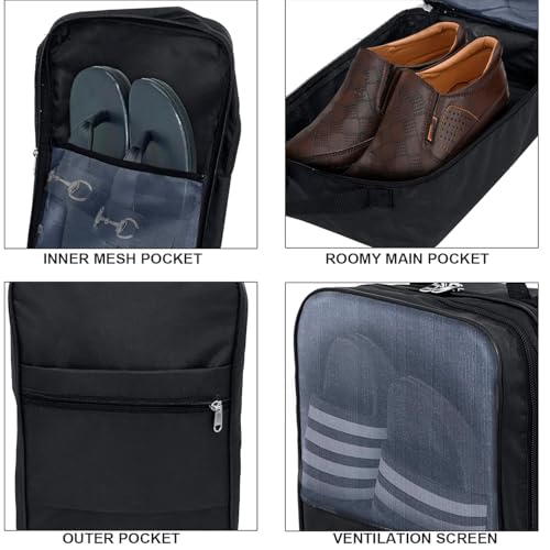 SNDIA 14 Inch 2 Pack Travel Shoe Bag Multipurpose Portable Travelling Shoe Storage Bag Footwear Organiser Bag - Black - Image 5