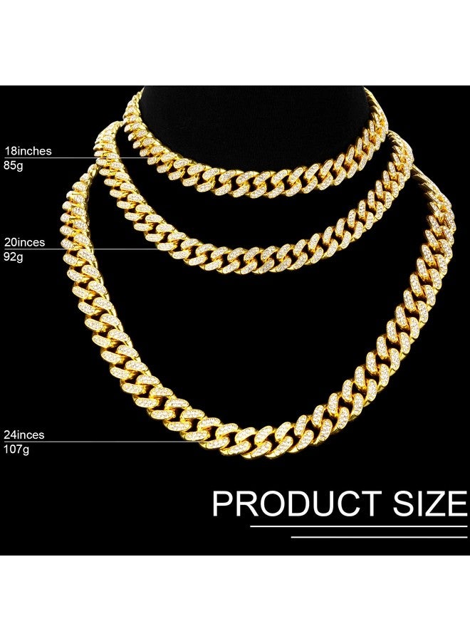 Batiyeer سلسلة قلادة رابط مع سوار وأقراط مزينة بالأحجار اللامعة قلادة سوار كريستال بحلقة كبيرة للنساء (ذهب 18 بوصة) - Image 2