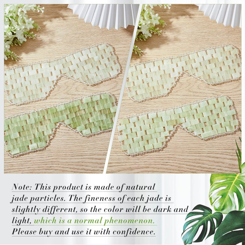 Hercicy 2 Pcs Jade Eye Mask Green Jade Stone Facial Cooling Mask for Alleviate Puffiness Face Massage Relax Eyes Relieve Migraine Meditation Beauty (White,Green) - Image 5