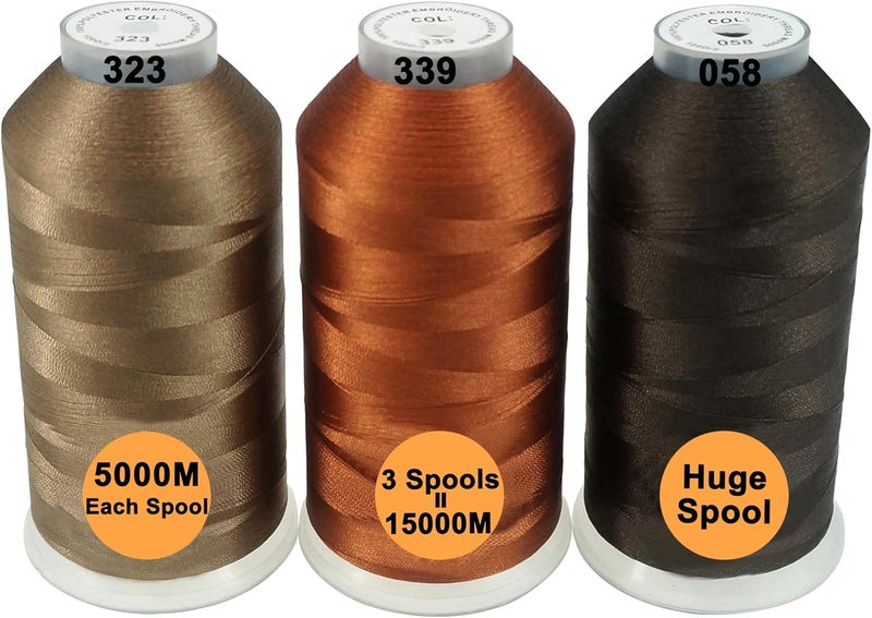 New brothreads - 40 Options- Various Assorted Color Packs of Polyester Embroidery Machine Thread Huge Spool 5000M for All Embroidery Machines -Different Browns - Image 1