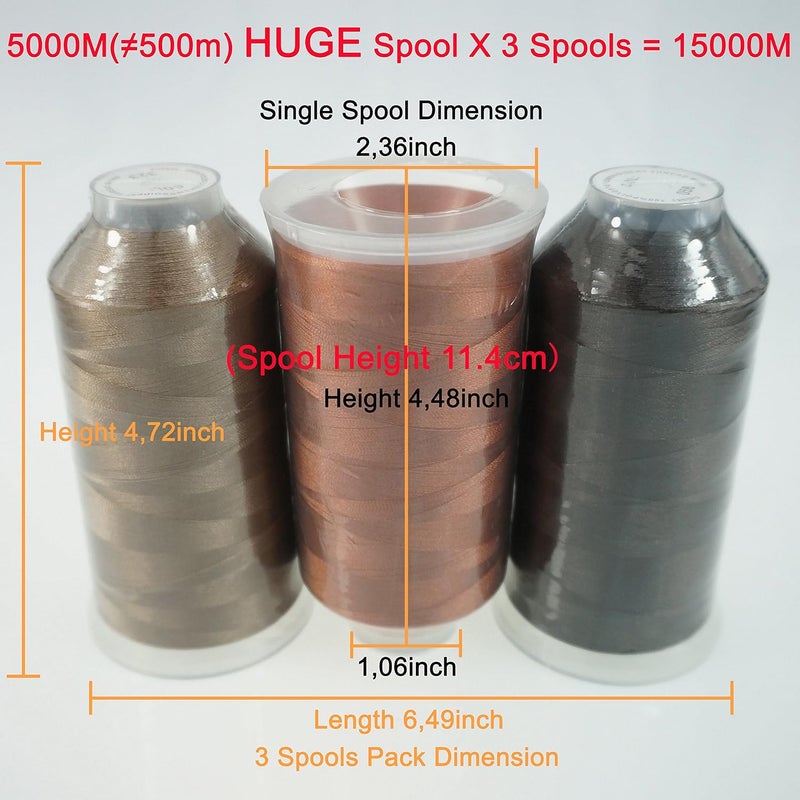 New brothreads - 40 Options- Various Assorted Color Packs of Polyester Embroidery Machine Thread Huge Spool 5000M for All Embroidery Machines -Different Browns - Image 2