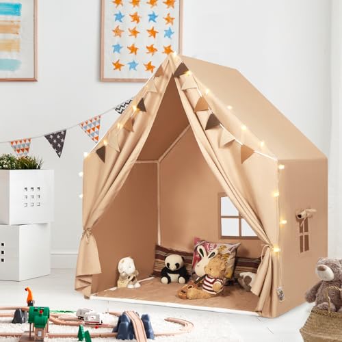 MORITECK Kids Play Tent with Padded Mat Star LED Lights for Ages 4810 Year Old Girls Boys Large Cute Indoor Play Room House Tent for Toddler Children - Image 5