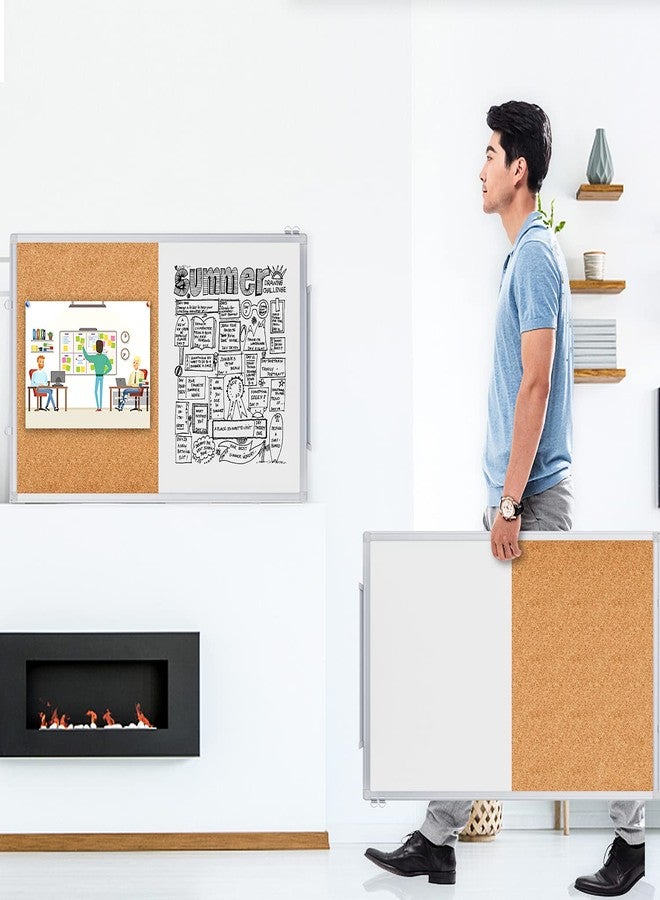 تريبولو لوحة بيضاء مغناطيسية ولوحة فلين مدمجة، مقاس 36 × 24 بوصة، لوحة إعلانات ولوحة بيضاء مدمجة، لوحة رسائل قابلة للمسح الجاف مثبتة على الحائط للمنزل والمدرسة والمكتب - Image 5