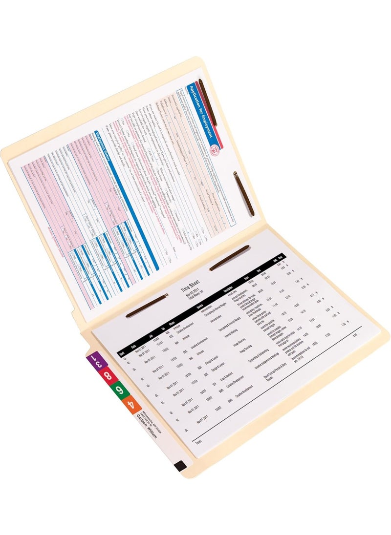 Smead Smead End Tab Fastener File Folder, Shelf-Master® Reinforced Straight-Cut Tab, 2 Fasteners, Letter Size, Manila, 50 per Box (34120)  - Image 3
