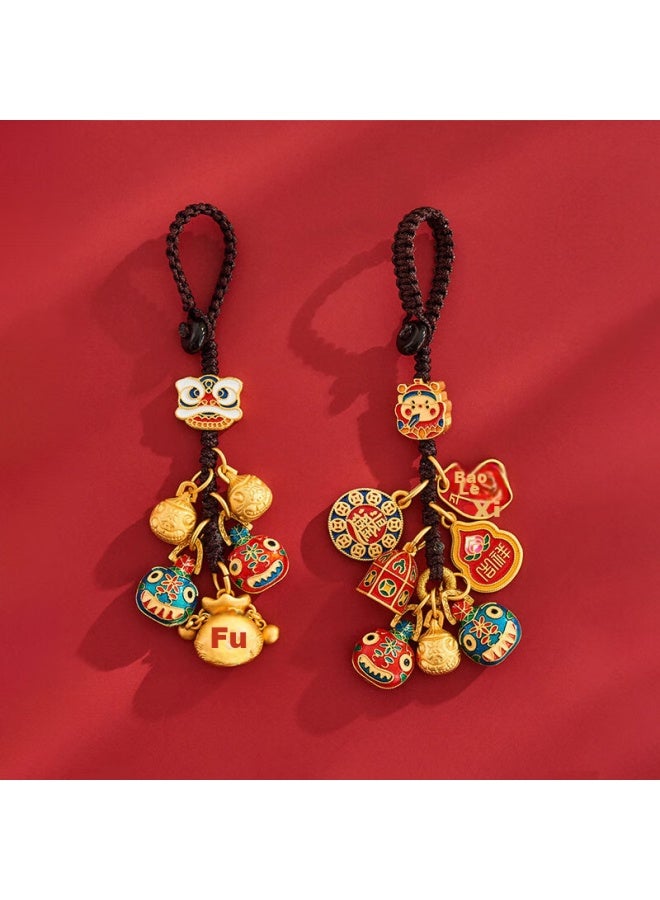 DiGallen Digalun Zodiac Year Keychain Pendant Bell Amulet Car Keychain Chain Rope For Men And Women, Ancient Method Golden Beast Of Wealth - Image 4