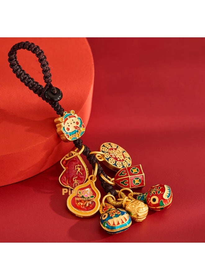 DiGallen Digalun Zodiac Year Keychain Pendant Bell Amulet Car Keychain Chain Rope For Men And Women, Ancient Method Golden Beast Of Wealth - Image 1