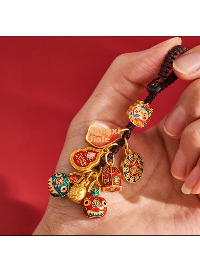 DiGallen Digalun Zodiac Year Keychain Pendant Bell Amulet Car Keychain Chain Rope For Men And Women, Ancient Method Golden Beast Of Wealth - Image 2