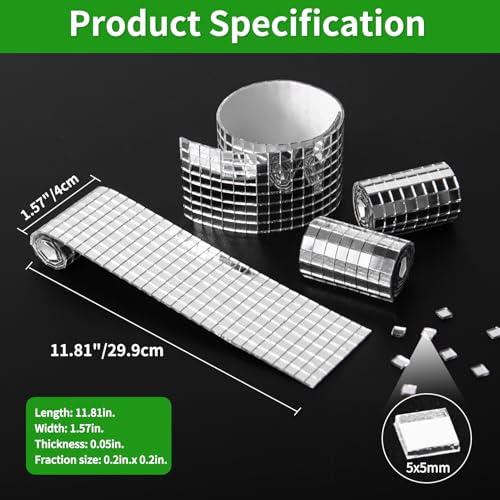 LONGKING Silver Mosaic Mirror Tiles, 3776 Pieces, Self-Adhesive, Modern Style, Ideal for DIY Craft Projects, Bathroom Decor - Image 3