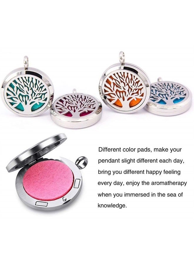 GFONDINGD Aromatherapy Essential Oil Diffuser Necklace Tree of Life Pattern Stainless Steel Locket Pendant with 24Inch Chain - Image 2
