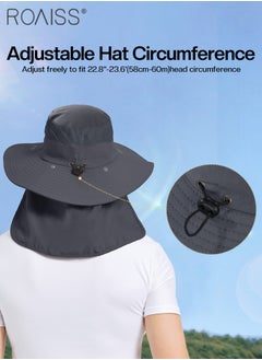 roaiss Detachable Wide Brim Fishing Hat with Shawl and Face Mask UPF 50+ Anti-UV Soft Foldable Breathable Sun Hat for Men & Women Adjustable Size Hiking Climbing Outdoor Hats  - Image 4