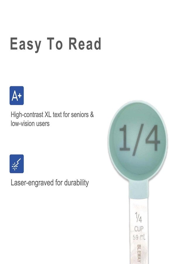 BLEWAY Easy to Read Measuring Cups & Spoons Set for Visually Impaired, Stackable,Large Print Measure Cups Set, Nesting Measure Cups with Stainless Steel Handle - Image 2