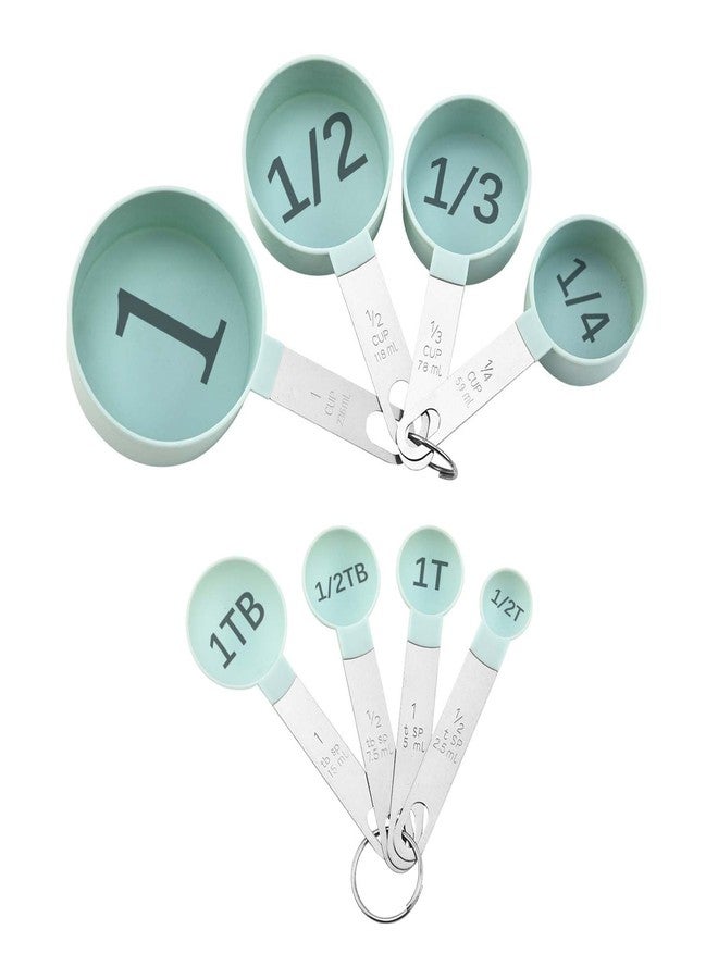 BLEWAY Easy to Read Measuring Cups & Spoons Set for Visually Impaired, Stackable,Large Print Measure Cups Set, Nesting Measure Cups with Stainless Steel Handle - Image 1