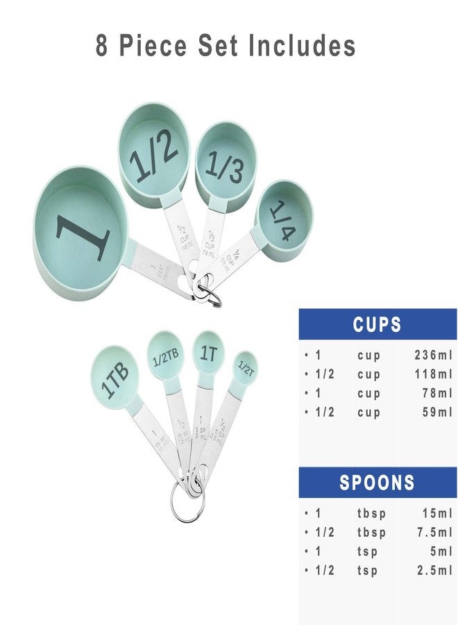 BLEWAY Easy to Read Measuring Cups & Spoons Set for Visually Impaired, Stackable,Large Print Measure Cups Set, Nesting Measure Cups with Stainless Steel Handle - Image 3