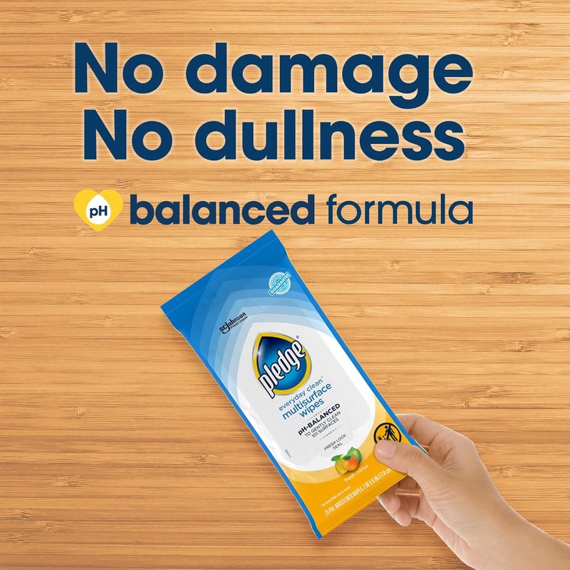 Pledge Multisurface Cleaning Wipes, pH Balanced, Fresh Citrus, 25 Count - Image 3