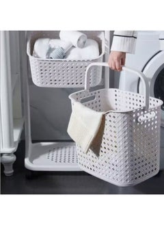 Dream Zone 2-Tier Laundry Basket with Wheel Rolling Sorter Hamper for Kitchen Bedroom Bathroom  - Image 2
