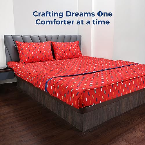 Zinnia Ultra Soft Microfibre Printed Comforter | (Print - Shapes) (Stroke Red and Navy) - Image 5