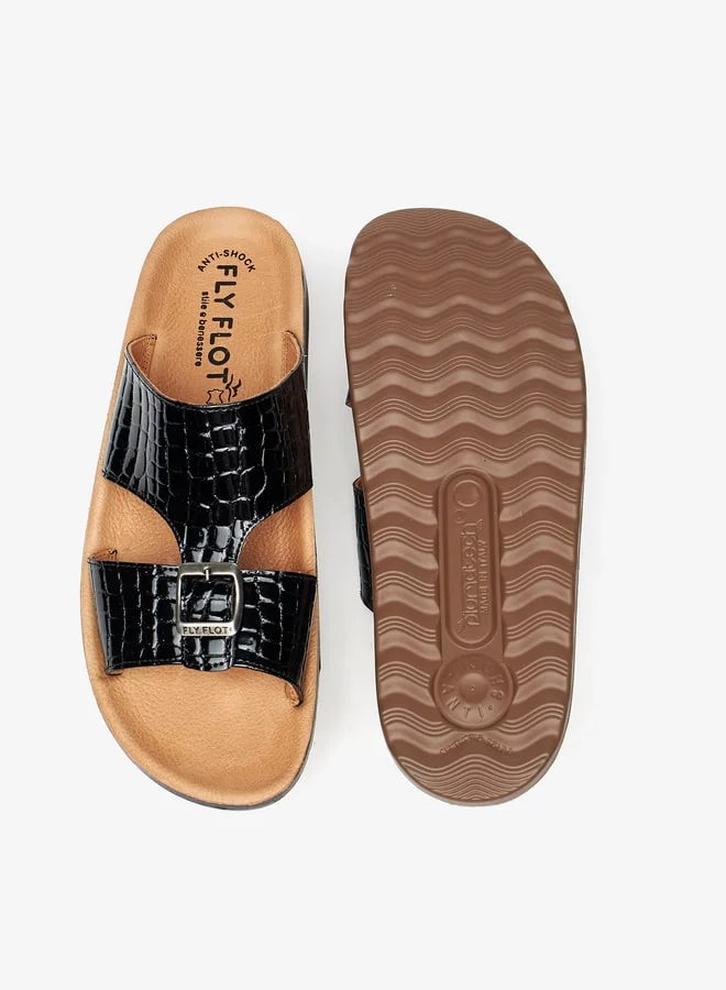 Le Confort Men's Textured Slip-On Arabic Sandals with Buckle Detail
