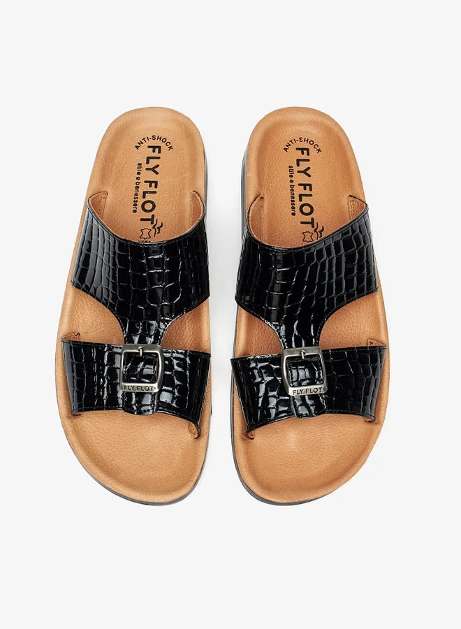 Le Confort Men's Textured Slip-On Arabic Sandals with Buckle Detail