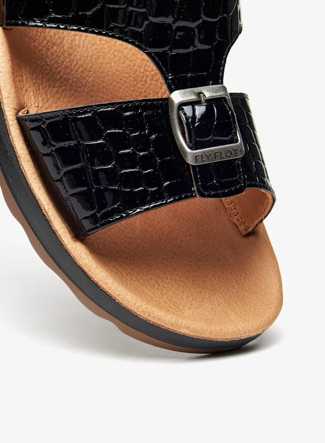 Le Confort Men's Textured Slip-On Arabic Sandals with Buckle Detail