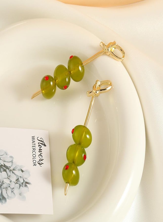 Madison Tyler Green Olive Dangle Earrings for Women | Gold Plated Olive Fruit Earrings | Fun Fruit Earrings for Women Jewelry Gifts - Image 5