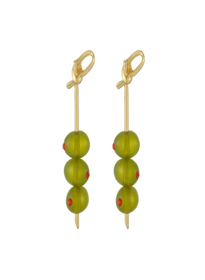 Madison Tyler Green Olive Dangle Earrings for Women | Gold Plated Olive Fruit Earrings | Fun Fruit Earrings for Women Jewelry Gifts - Image 1