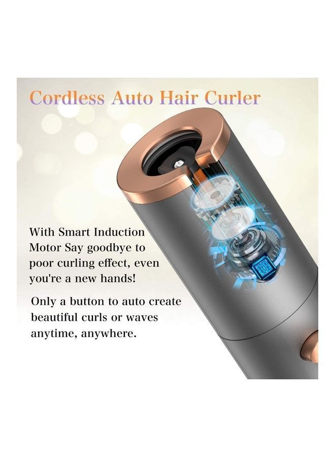 NIBEMINENT Ceramic Curling Wand Cordless Auto Hair Curler With 6 Temperature Control Silver - Image 2