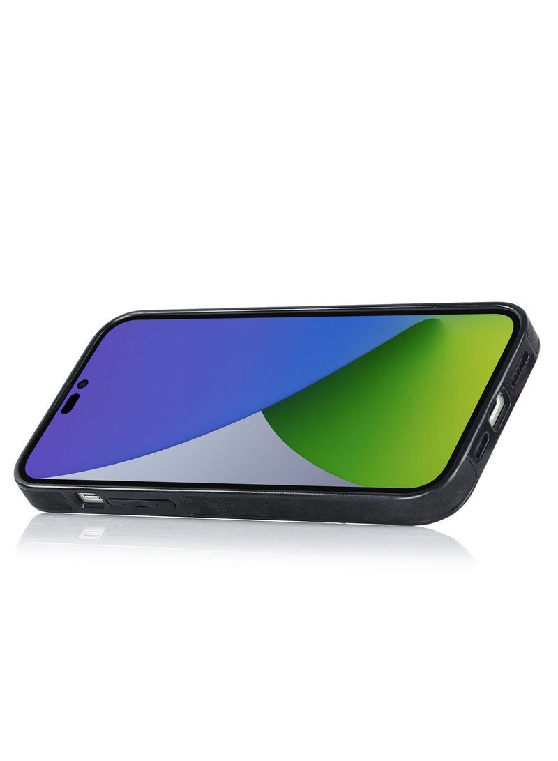 Suteni Ring Buckle Back Cover Leather Card Slots Phone Case for iPhone - Image 2