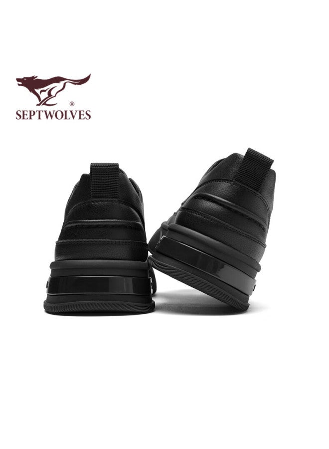 Septwolves Men's Retro Leather Soft Bottom Casual Shoes Men's Lace-up Formal Shoes W8343660718 Black 43 - Image 5