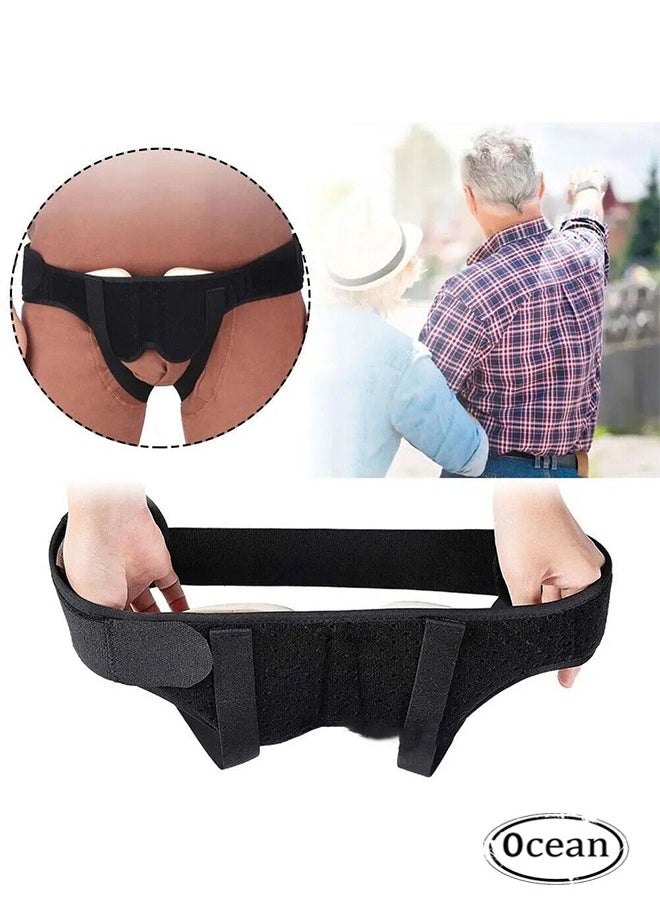 Ocean - Hernia Belt Truss for Single/Double Inguinal or Sports Hernia, Hernia Support Brace for Men for Women Pain Relief Recovery Strap with 2 Removable Compression Pads Comfortable Material （Black, L） - Image 1
