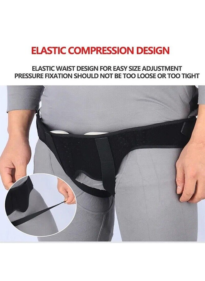 Ocean - Hernia Belt Truss for Single/Double Inguinal or Sports Hernia, Hernia Support Brace for Men for Women Pain Relief Recovery Strap with 2 Removable Compression Pads Comfortable Material （Black, L） - Image 1