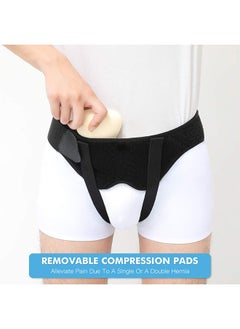 Ocean Hernia Belt Truss for Single/Double Inguinal or Sports Hernia, Hernia Support Brace for Men for Women Pain Relief Recovery Strap with 2 Removable Compression Pads Comfortable Material （Black, L）  - Image 5
