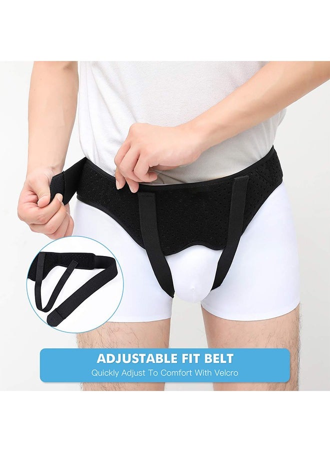 Ocean - Hernia Belt Truss for Single/Double Inguinal or Sports Hernia, Hernia Support Brace for Men for Women Pain Relief Recovery Strap with 2 Removable Compression Pads Comfortable Material （Black, L） - Image 1