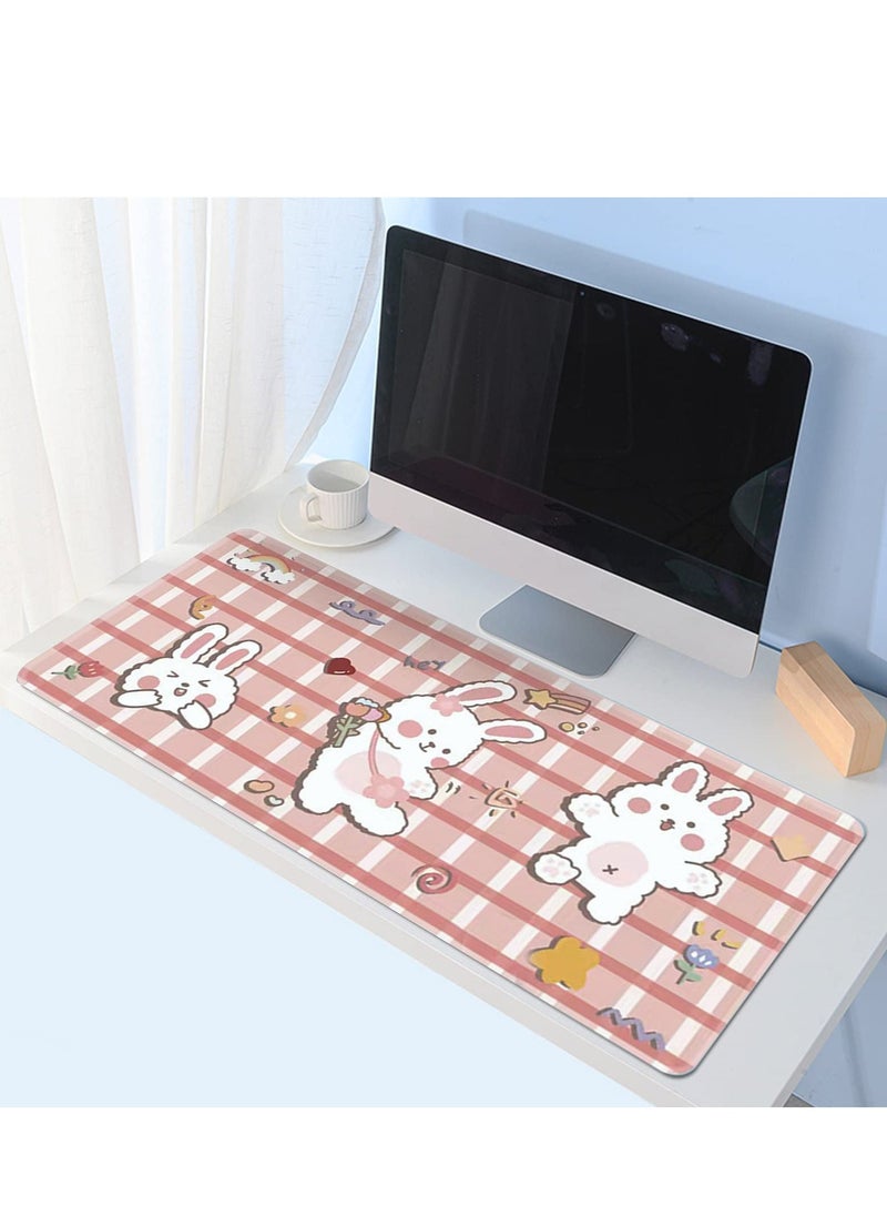 Generic - Desktop Mouse Pad, Cute Cartoon Rabbit Theme Mouse Keyboard Pad Large Game Desk Pad Suitable for Game Writing Bedroom Office Work Supplies Laptop Desk Pad ( 30x80 cm) - Image 1